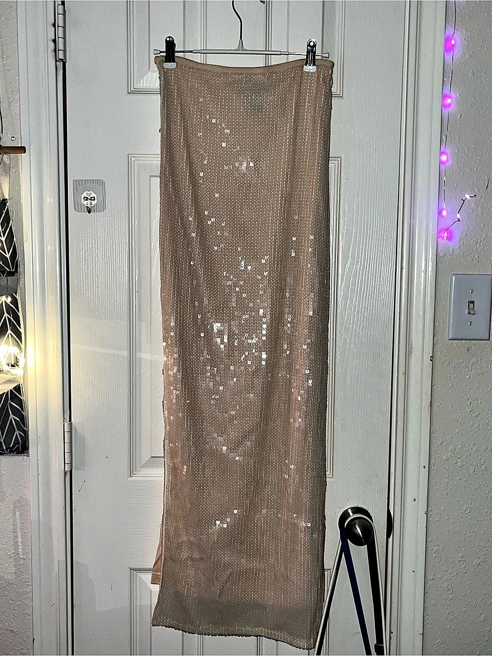 Forever 21 Sequin Maxi Skirt in Beige